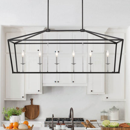Black Candle Style Six Light Metal Dimmable Chandelier HomeRoots