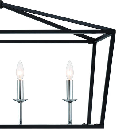 Black Candle Style Six Light Metal Dimmable Chandelier HomeRoots
