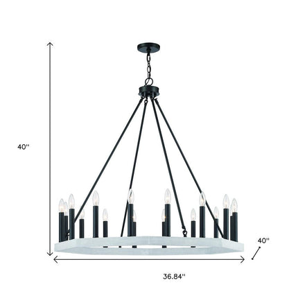 Black And White Candle Style Multi Light Metal Dimmable Chandelier HomeRoots