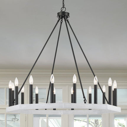 Black And White Candle Style Multi Light Metal Dimmable Chandelier HomeRoots