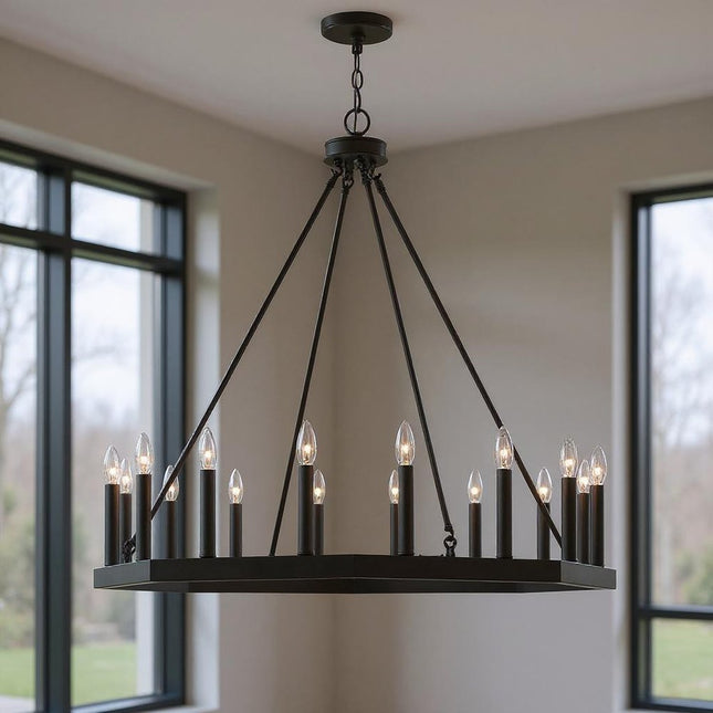 Black Candle Style Multi Light Metal Dimmable Chandelier HomeRoots