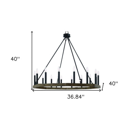 Brown And Black Candle Style Multi Light Metal Dimmable Chandelier HomeRoots