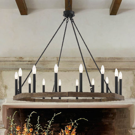 Brown And Black Candle Style Multi Light Metal Dimmable Chandelier HomeRoots