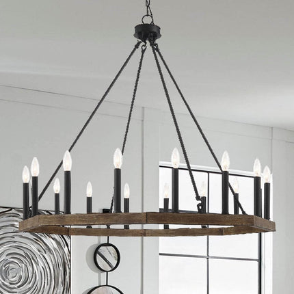 Brown And Black Candle Style Multi Light Metal Dimmable Chandelier HomeRoots