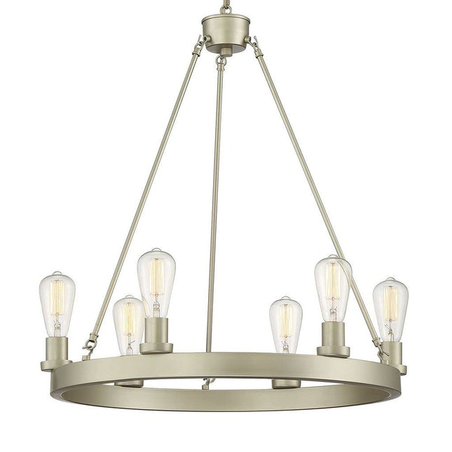 Silver Candle Style Six Light Metal Dimmable Chandelier HomeRoots