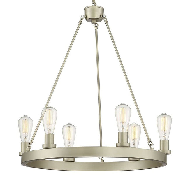 Silver Candle Style Six Light Metal Dimmable Chandelier HomeRoots