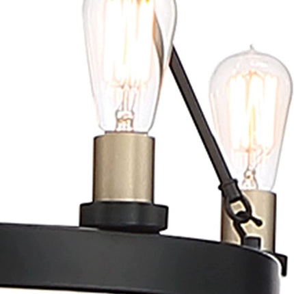Black And Gold Candle Style Six Light Metal Dimmable Chandelier