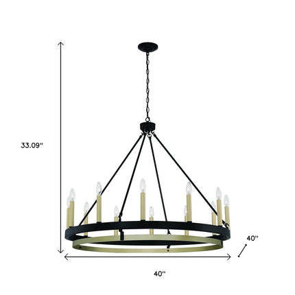 Black Candle Style Twelve Light Metal Dimmable Chandelier
