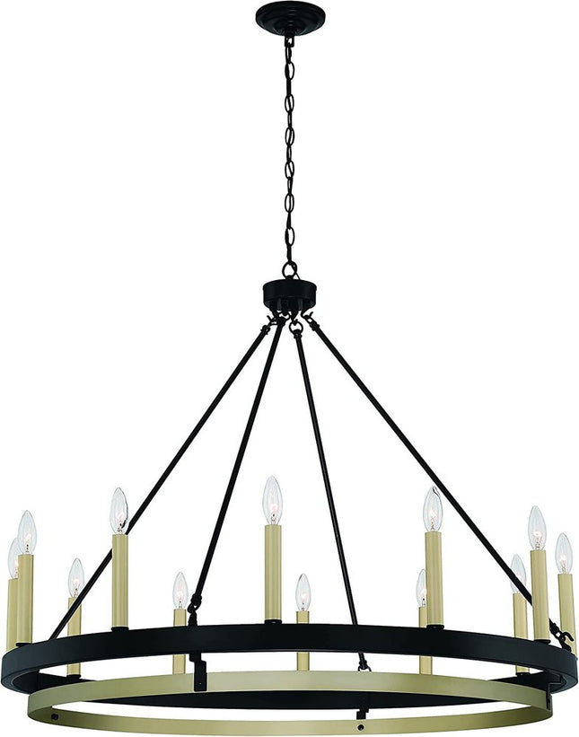 Black Candle Style Twelve Light Metal Dimmable Chandelier HomeRoots