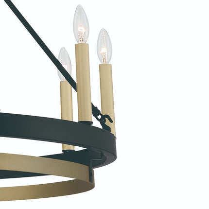 Black Candle Style Twelve Light Metal Dimmable Chandelier HomeRoots