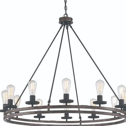 Brown And Black Candle Style Twelve Light Metal Dimmable Chandelier