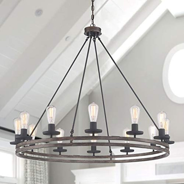 Brown And Black Candle Style Twelve Light Metal Dimmable Chandelier HomeRoots