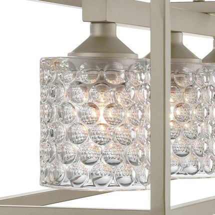 Silver Kitchen Island Five Light Metal Dimmable Chandelier With Clear Shades HomeRoots