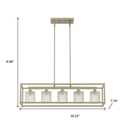 Silver Kitchen Island Five Light Metal Dimmable Chandelier With Clear Shades HomeRoots
