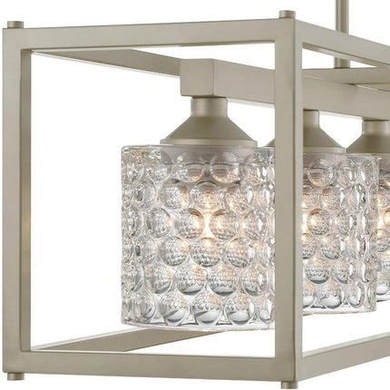 Silver Kitchen Island Five Light Metal Dimmable Chandelier With Clear Shades HomeRoots