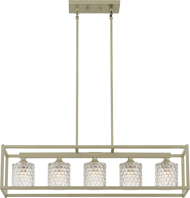 Silver Kitchen Island Five Light Metal Dimmable Chandelier With Clear Shades