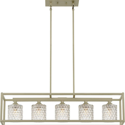 Silver Kitchen Island Five Light Metal Dimmable Chandelier With Clear Shades HomeRoots