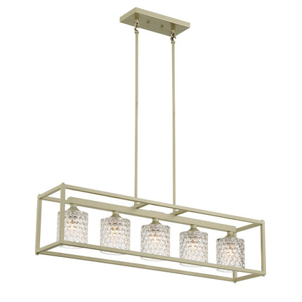 Silver Kitchen Island Five Light Metal Dimmable Chandelier With Clear Shades HomeRoots