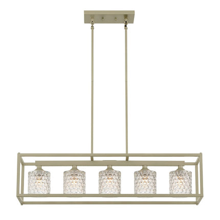 Silver Kitchen Island Five Light Metal Dimmable Chandelier With Clear Shades HomeRoots