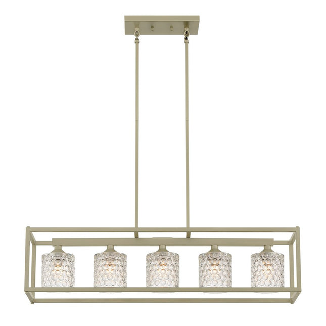 Silver Kitchen Island Five Light Metal Dimmable Chandelier With Clear Shades HomeRoots