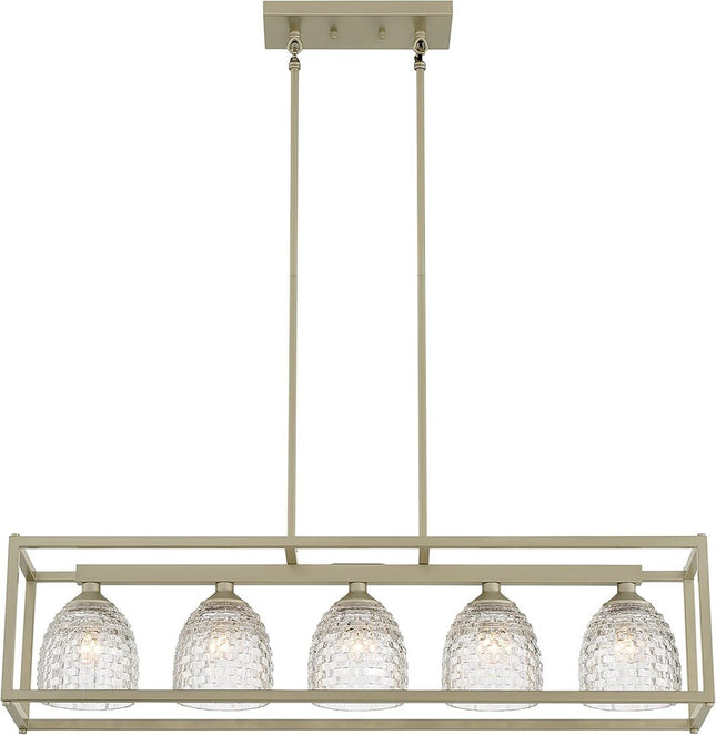 Clear Kitchen Island Five Light Metal Dimmable Chandelier With Clear Shades HomeRoots