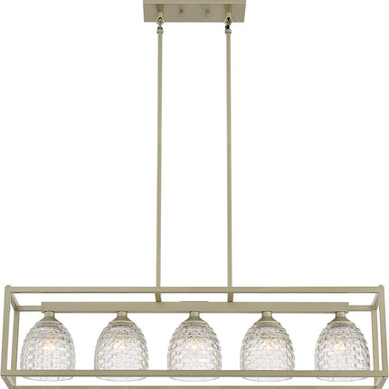 Clear Kitchen Island Five Light Metal Dimmable Chandelier With Clear Shades