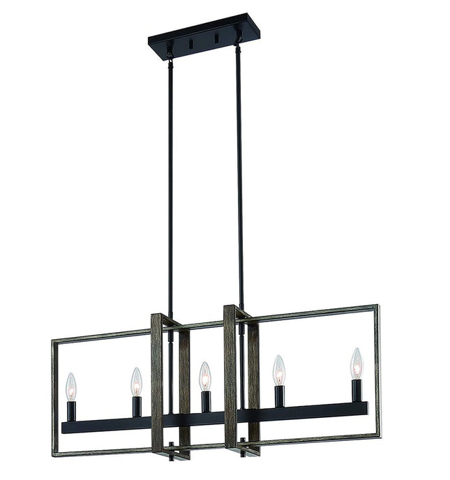 Brown And Black Kitchen Island Five Light Metal Dimmable Chandelier HomeRoots