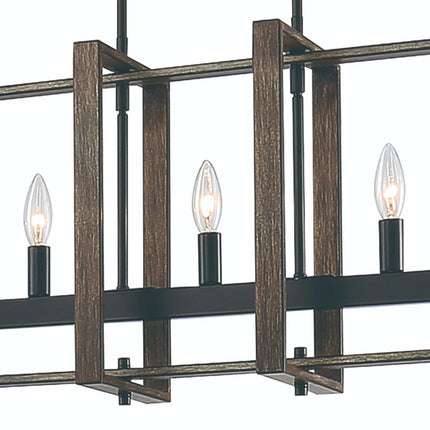 Brown And Black Kitchen Island Five Light Metal Dimmable Chandelier HomeRoots