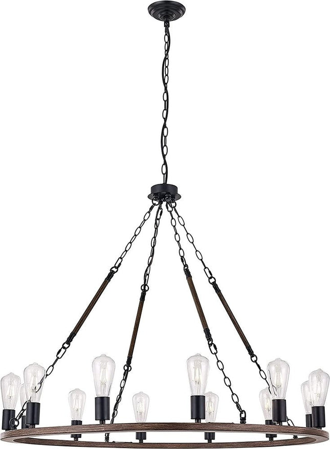 Brown And Black Candle Style Twelve Light Metal Dimmable Chandelier HomeRoots