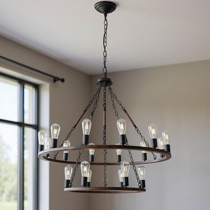 Brown And Black Candle Style Multi Light Metal Dimmable Chandelier HomeRoots