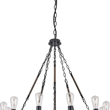 Brown And Black Candle Style Multi Light Metal Dimmable Chandelier HomeRoots