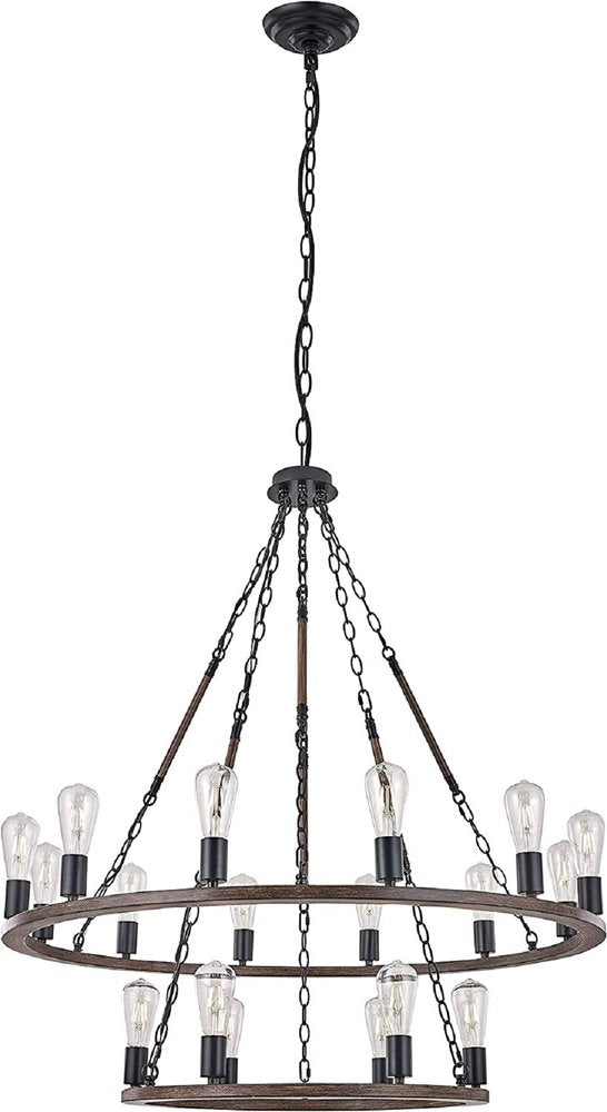 Brown And Black Candle Style Multi Light Metal Dimmable Chandelier HomeRoots