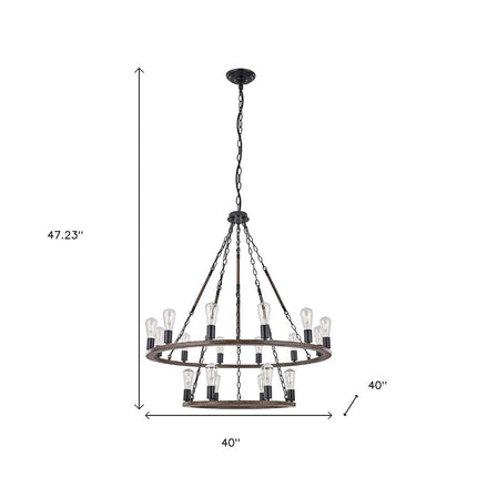 Brown And Black Candle Style Multi Light Metal Dimmable Chandelier