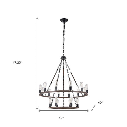 Brown And Black Candle Style Multi Light Metal Dimmable Chandelier HomeRoots