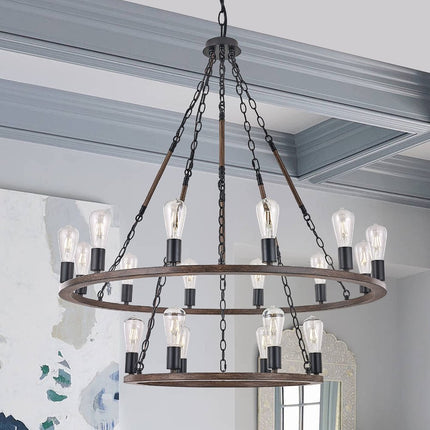 Brown And Black Candle Style Multi Light Metal Dimmable Chandelier