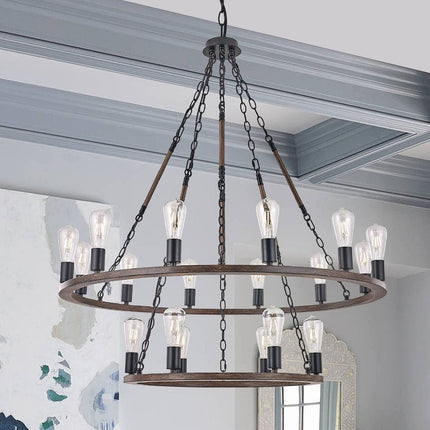 Brown And Black Candle Style Multi Light Metal Dimmable Chandelier HomeRoots