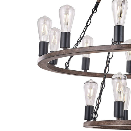 Brown And Black Candle Style Multi Light Metal Dimmable Chandelier HomeRoots