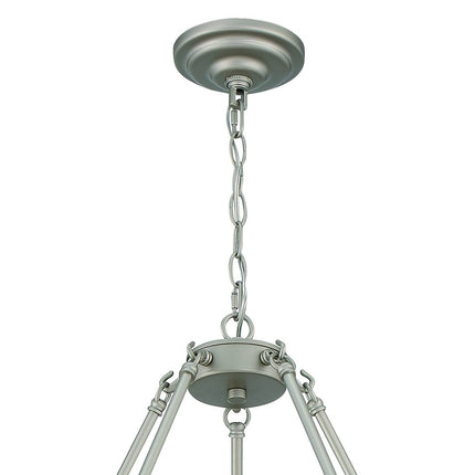 Silver Shaded Ten Light Metal Dimmable Chandelier With White Shades