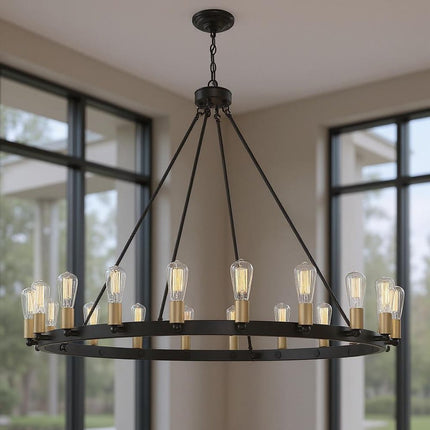 Black And Gold Candle Style Multi Light Metal Dimmable Chandelier HomeRoots