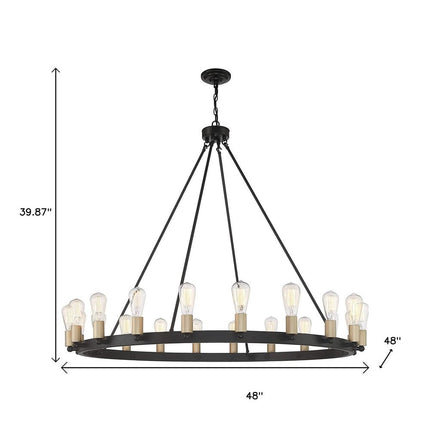 Black And Gold Candle Style Multi Light Metal Dimmable Chandelier HomeRoots
