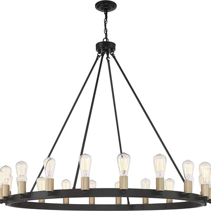 Black And Gold Candle Style Multi Light Metal Dimmable Chandelier