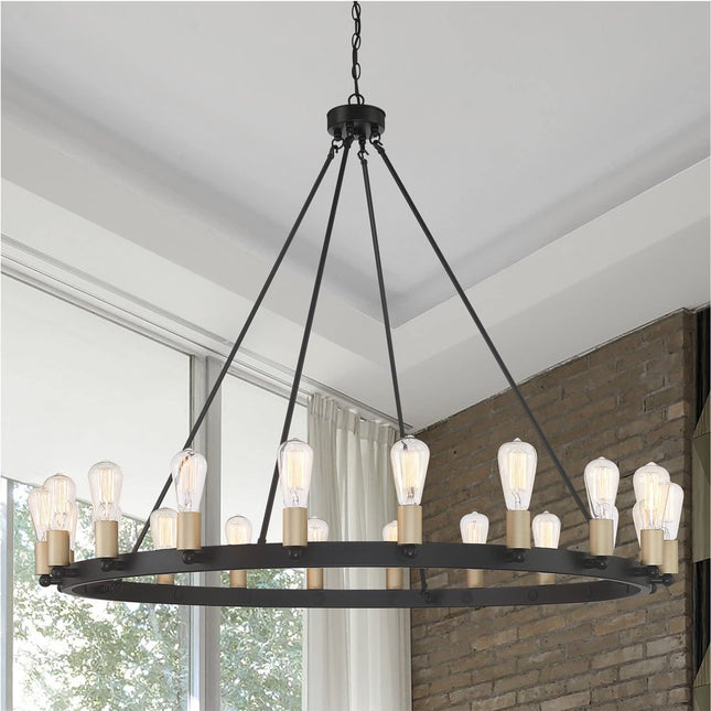 Black And Gold Candle Style Multi Light Metal Dimmable Chandelier HomeRoots