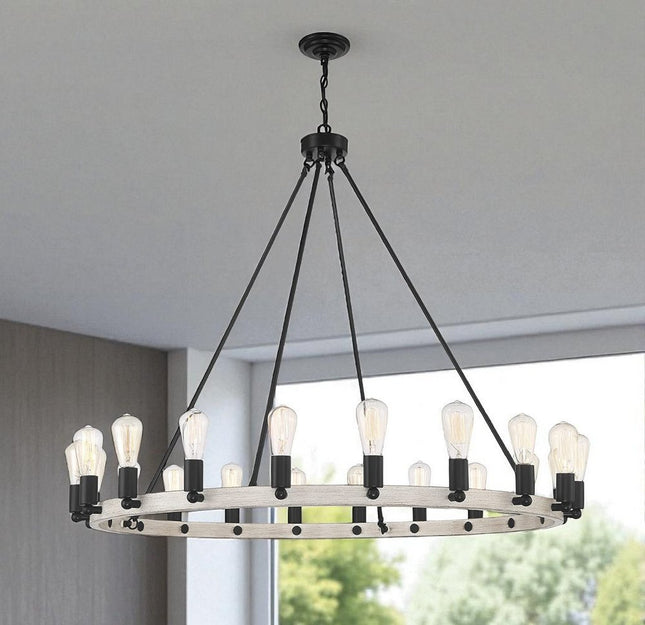 Black And Gray Candle Style Multi Light Metal Dimmable Chandelier HomeRoots