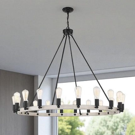 Black And Gray Candle Style Multi Light Metal Dimmable Chandelier