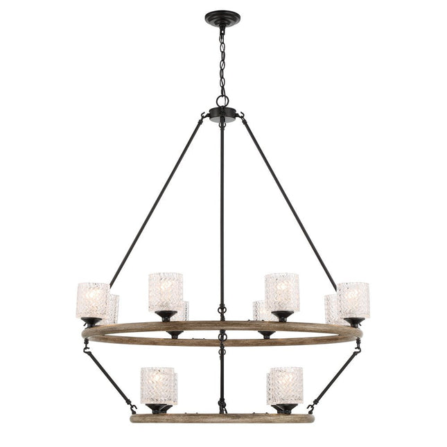 Black Candle Style Twelve Light Metal Dimmable Chandelier With White Shades HomeRoots