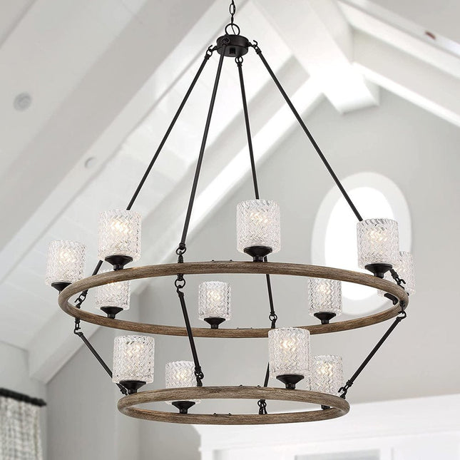 Black Candle Style Twelve Light Metal Dimmable Chandelier With White Shades HomeRoots