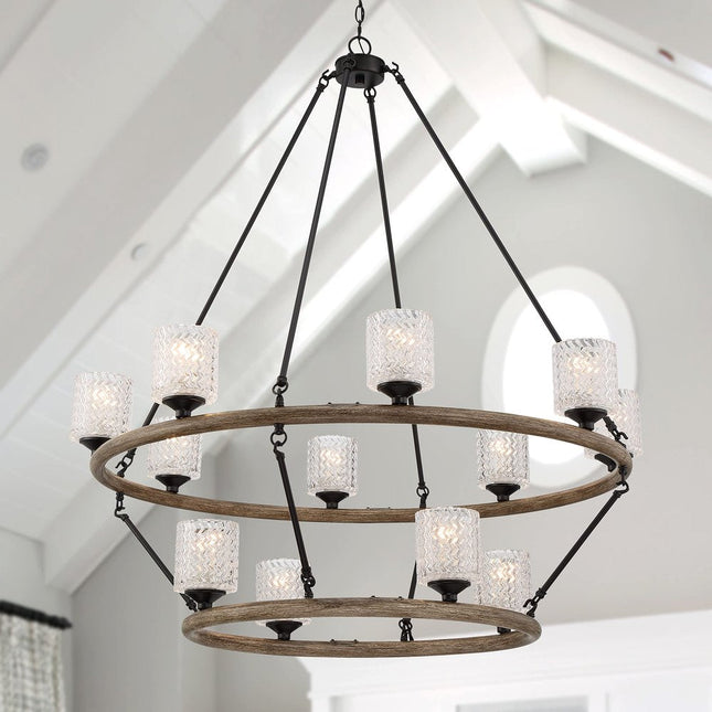 Black Candle Style Twelve Light Metal Dimmable Chandelier With White Shades HomeRoots