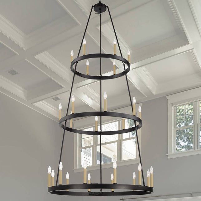 Black Candle Style Multi Light Metal Dimmable Chandelier HomeRoots