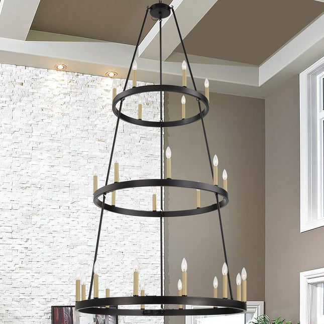 Black Candle Style Multi Light Metal Dimmable Chandelier HomeRoots