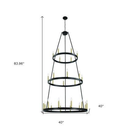 Black Candle Style Multi Light Metal Dimmable Chandelier